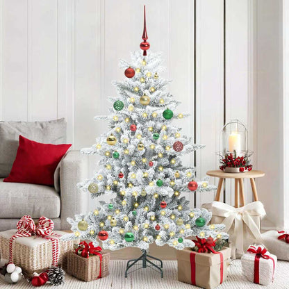 vidaXL Artificial Hinged Christmas Tree White 150 cm PVC and Steel - 51989