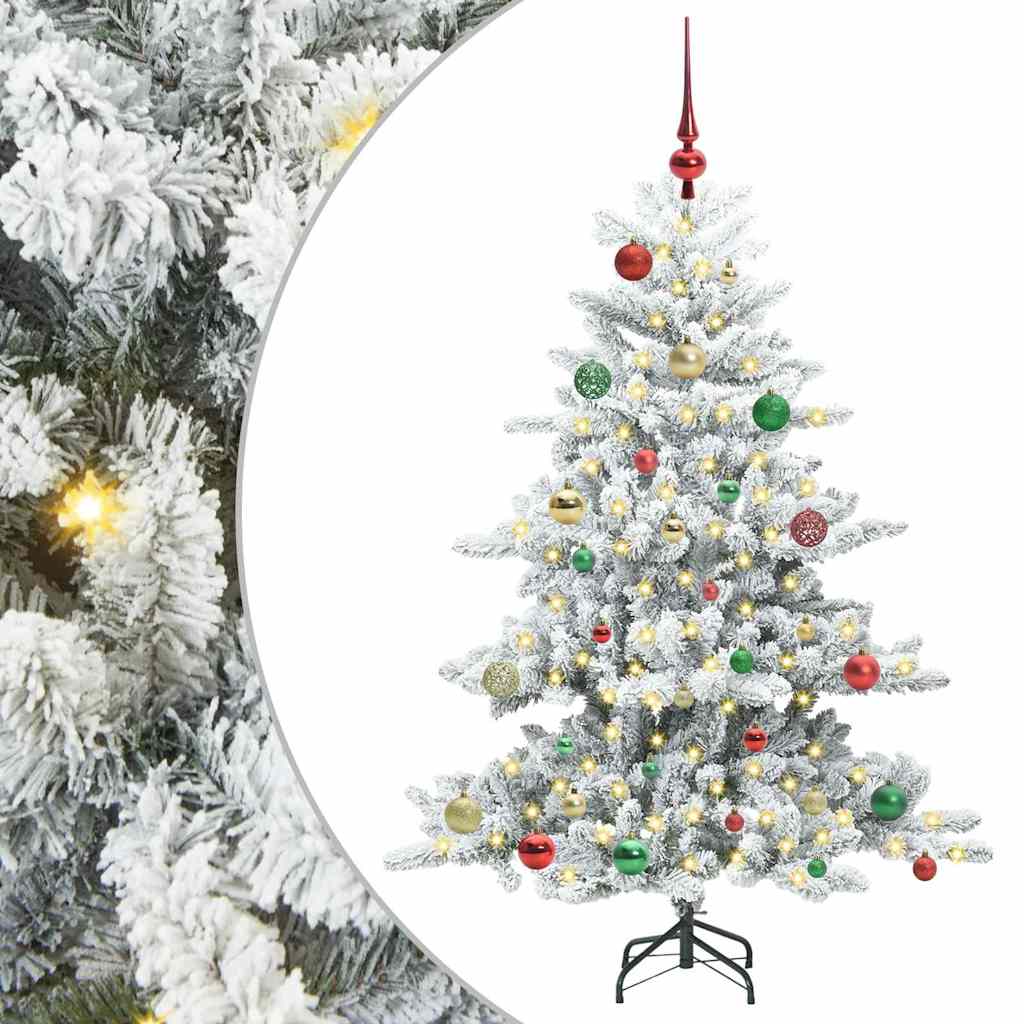 vidaXL Artificial Hinged Christmas Tree White 150 cm PVC and Steel - 51989