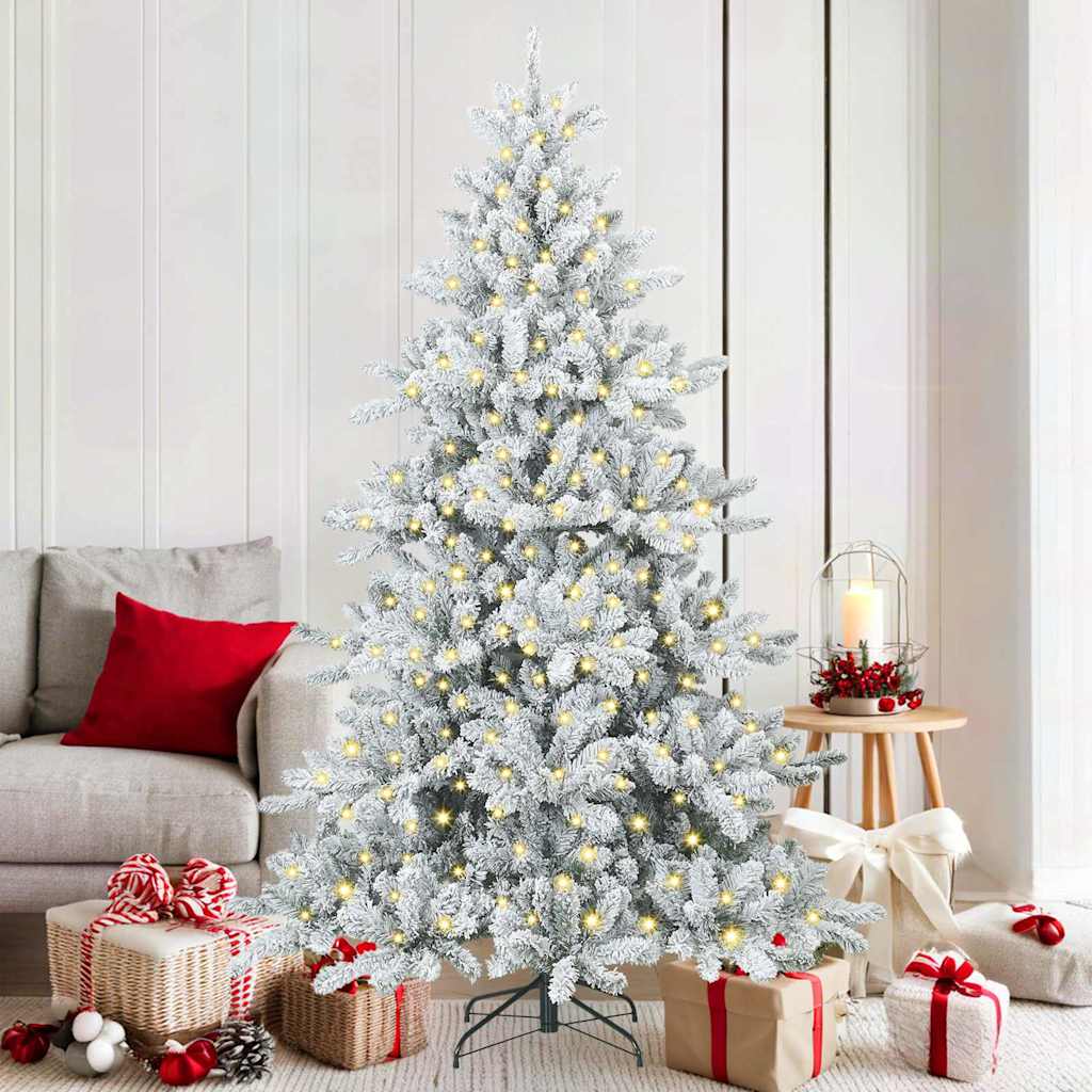vidaXL Artificial Hinged Christmas Tree White 180 cm PVC and Steel - 51990