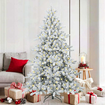 vidaXL Artificial Hinged Christmas Tree White 180 cm PVC and Steel - 51990