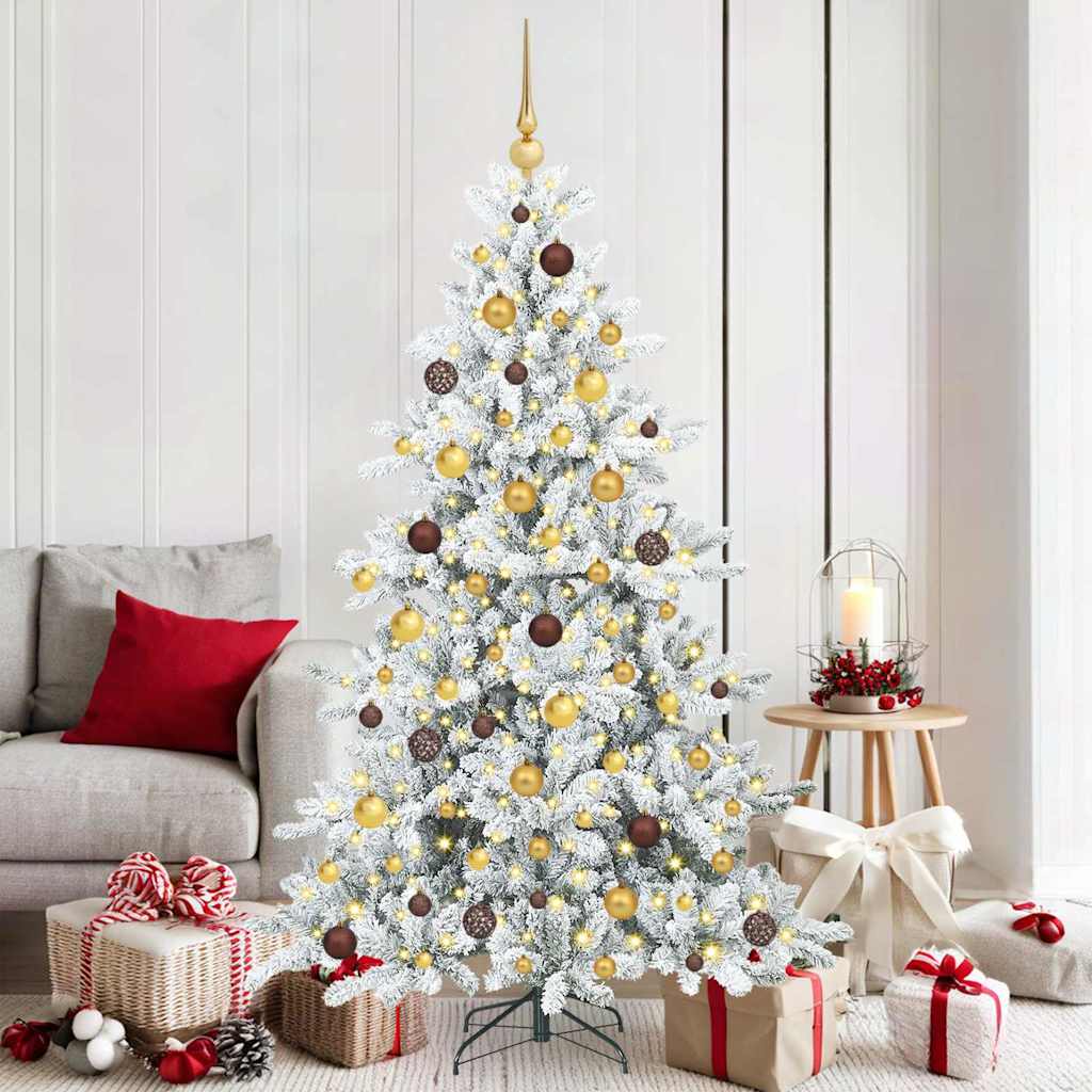 vidaXL Artificial Hinged Christmas Tree White 180 cm PVC and Steel - 51991