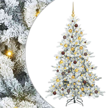 vidaXL Artificial Hinged Christmas Tree White 180 cm PVC and Steel - 51991