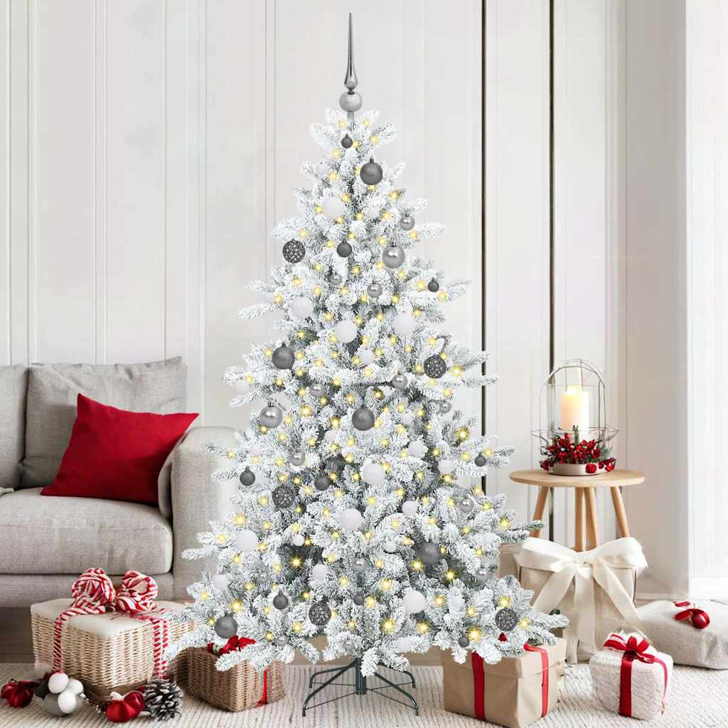 vidaXL Artificial Hinged Christmas Tree White 180 cm PVC and Steel - 51993