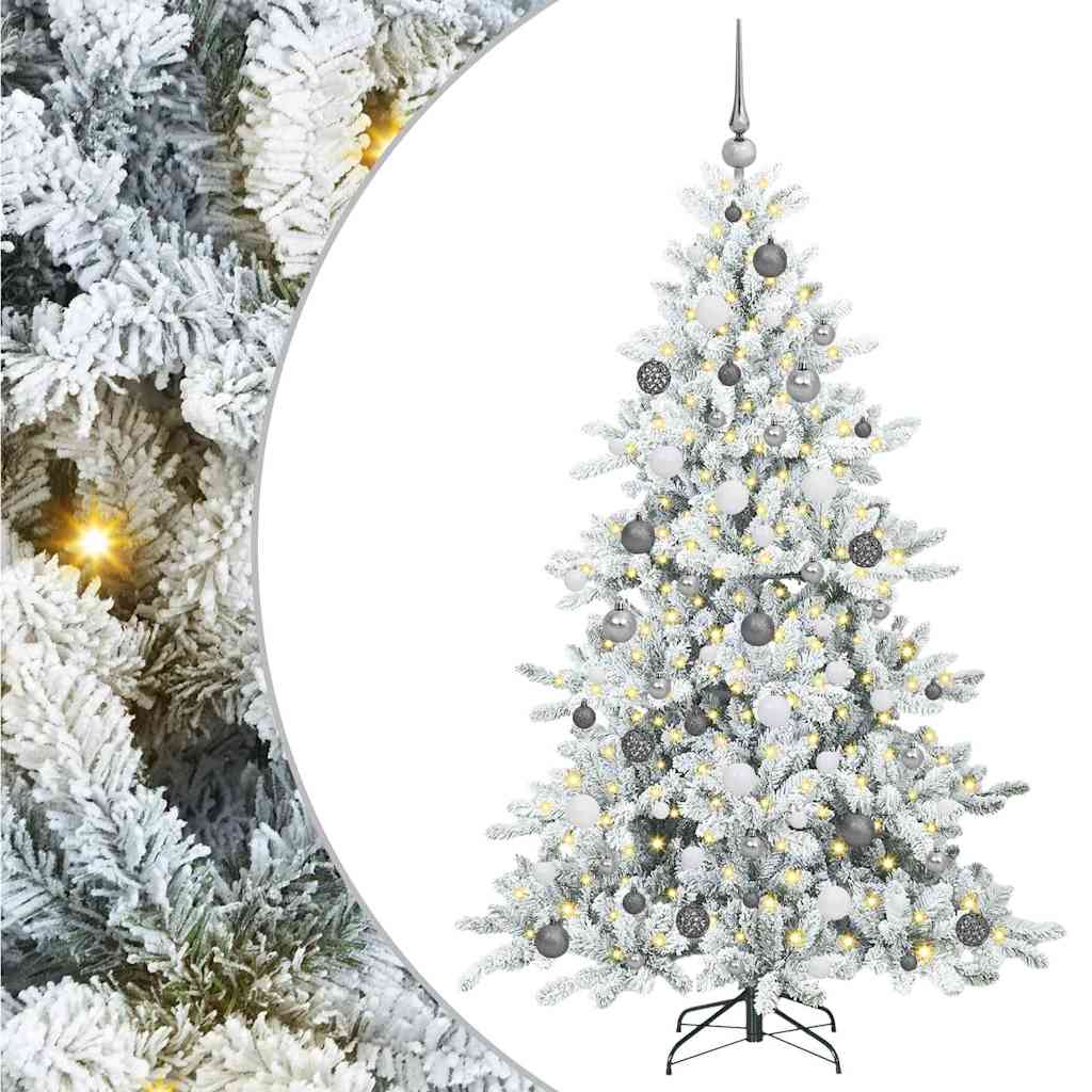 vidaXL Artificial Hinged Christmas Tree White 180 cm PVC and Steel - 51993