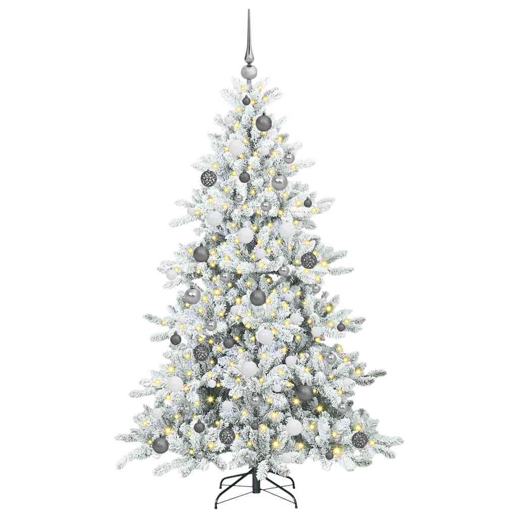 vidaXL Artificial Hinged Christmas Tree White 180 cm PVC and Steel - 51993