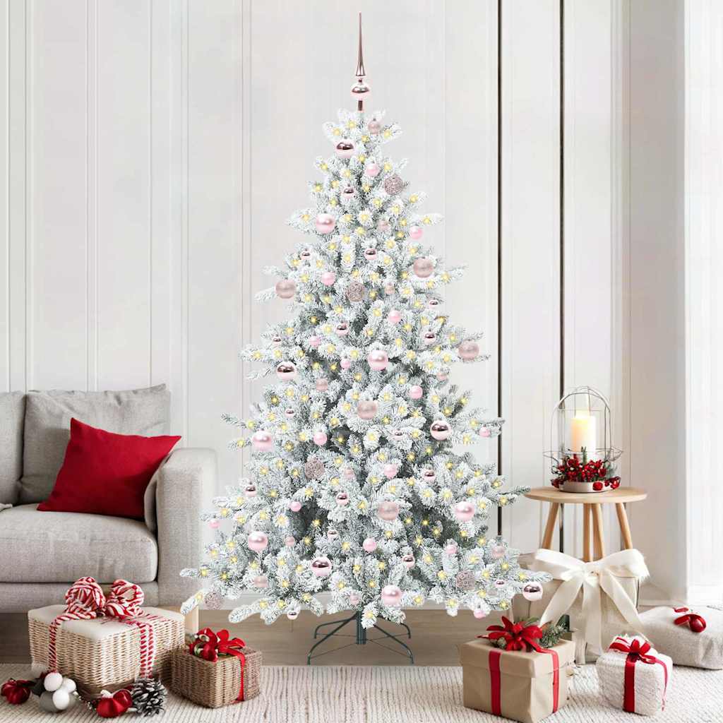 vidaXL Artificial Hinged Christmas Tree White 180 cm PVC and Steel - 52003