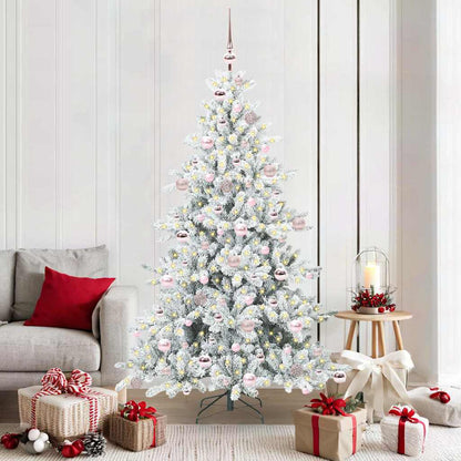 vidaXL Artificial Hinged Christmas Tree White 180 cm PVC and Steel - 52003