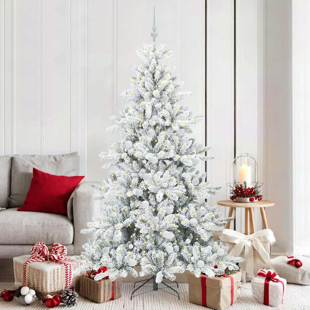vidaXL Artificial Hinged Christmas Tree White 180 cm PVC and Steel - 52007