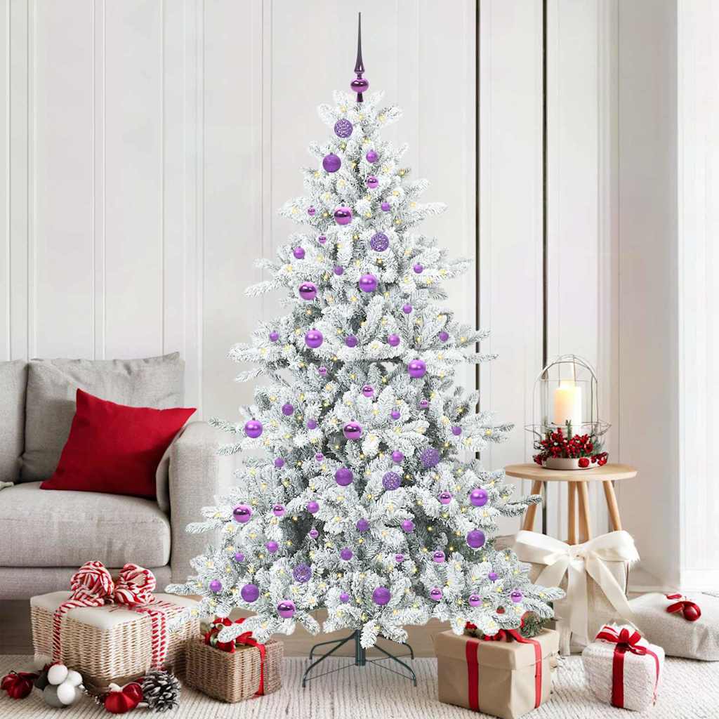 vidaXL Artificial Hinged Christmas Tree White 180 cm PVC and Steel - 52016