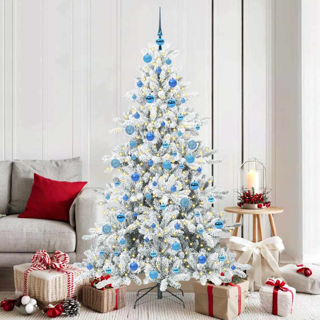 vidaXL Artificial Hinged Christmas Tree White 180 cm PVC and Steel - 52020