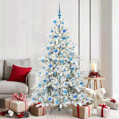 vidaXL Artificial Hinged Christmas Tree White 180 cm PVC and Steel - 52020