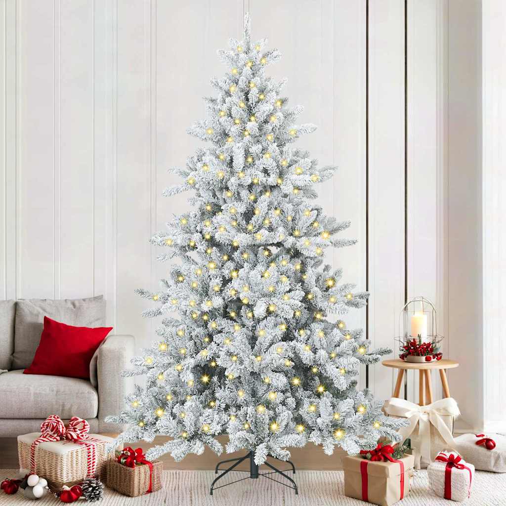vidaXL Artificial Hinged Christmas Tree White 210 cm PVC and Steel - 52031