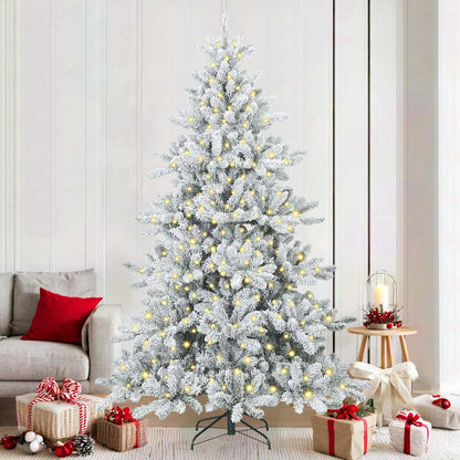 vidaXL Artificial Hinged Christmas Tree White 210 cm PVC and Steel - 52031