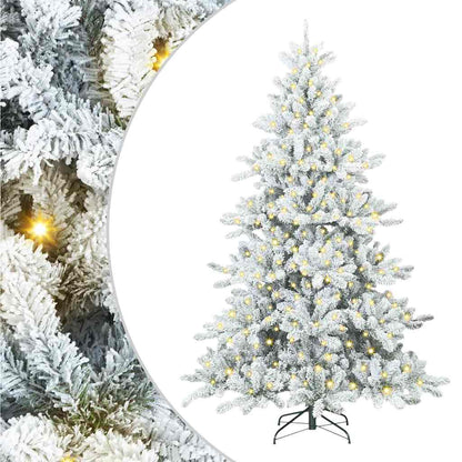 vidaXL Artificial Hinged Christmas Tree White 210 cm PVC and Steel - 52031