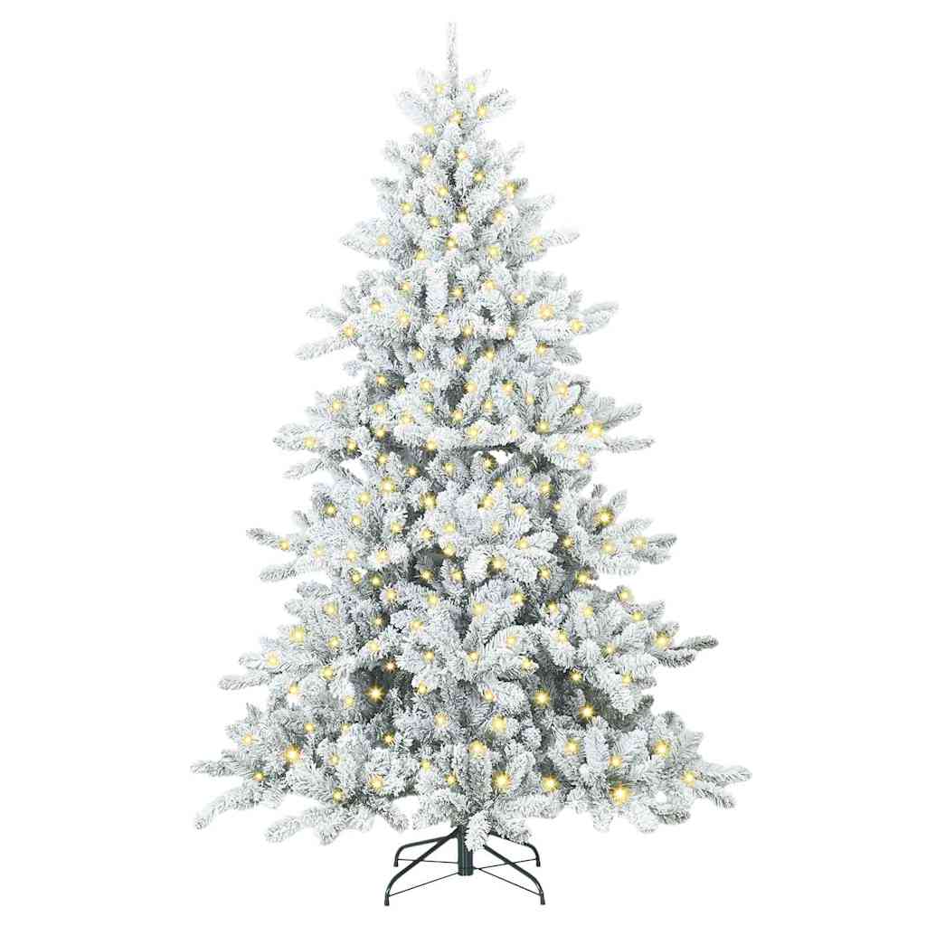 vidaXL Artificial Hinged Christmas Tree White 210 cm PVC and Steel - 52031