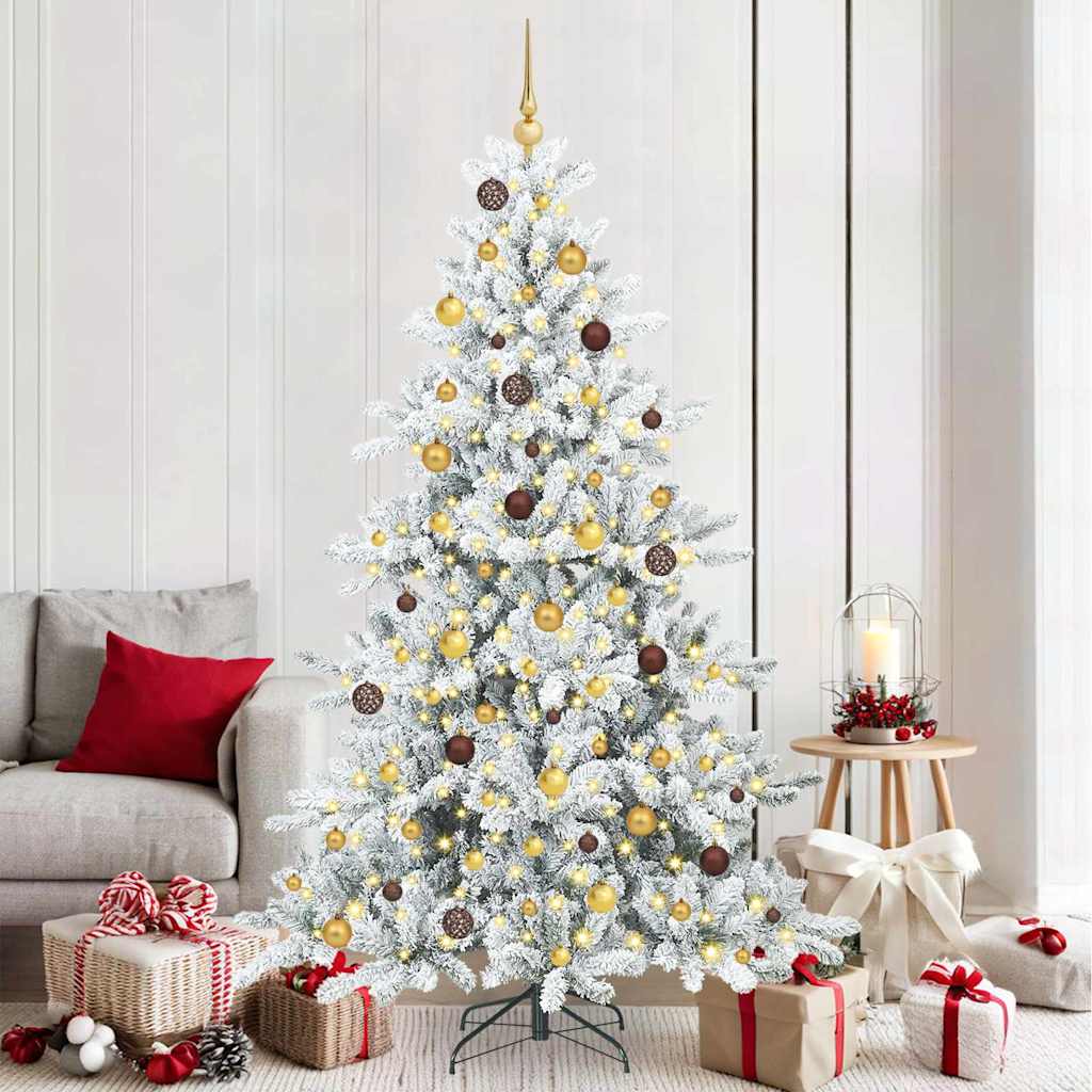 vidaXL Artificial Hinged Christmas Tree White 210 cm PVC and Steel - 52042