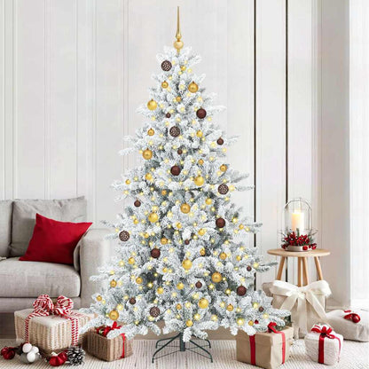 vidaXL Artificial Hinged Christmas Tree White 210 cm PVC and Steel - 52042