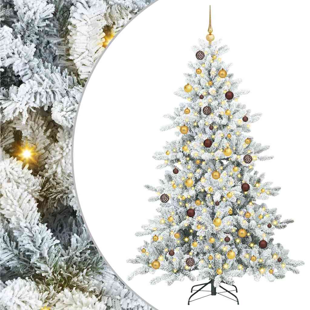 vidaXL Artificial Hinged Christmas Tree White 210 cm PVC and Steel - 52042