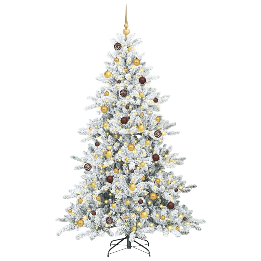 vidaXL Artificial Hinged Christmas Tree White 210 cm PVC and Steel - 52042