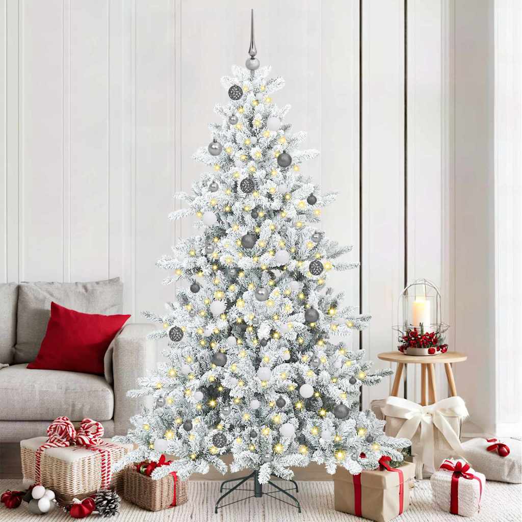 vidaXL Artificial Hinged Christmas Tree White 210 cm PVC and Steel - 52047