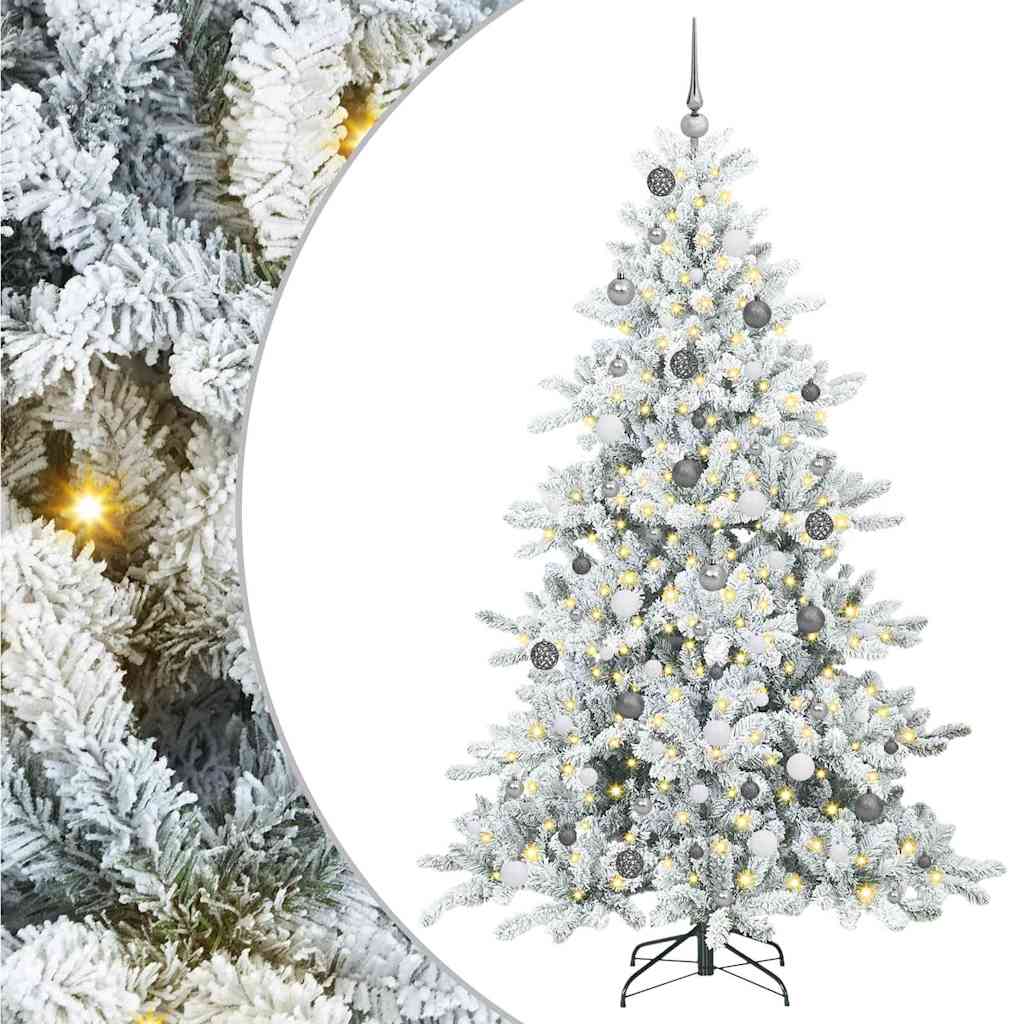 vidaXL Artificial Hinged Christmas Tree White 210 cm PVC and Steel - 52047