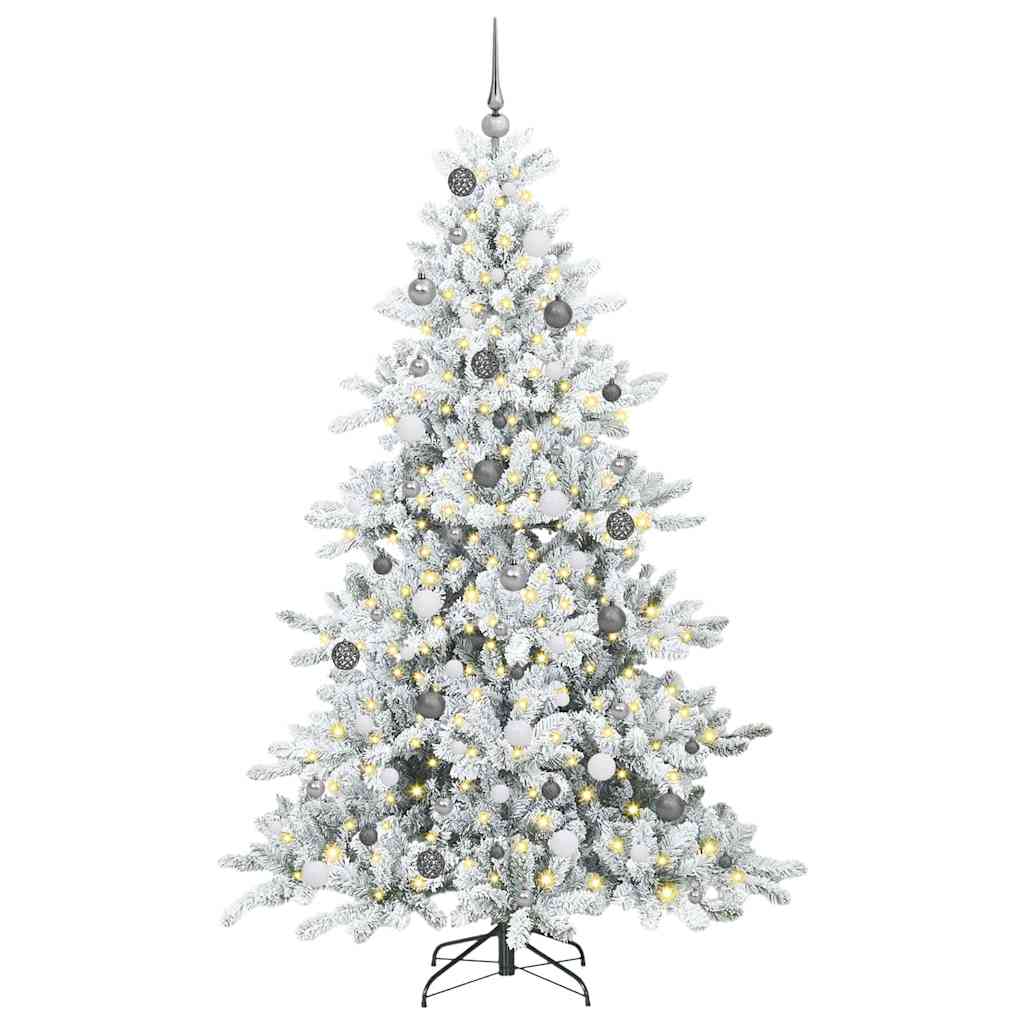 vidaXL Artificial Hinged Christmas Tree White 210 cm PVC and Steel - 52047