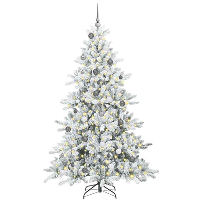 vidaXL Artificial Hinged Christmas Tree White 210 cm PVC and Steel - 52047