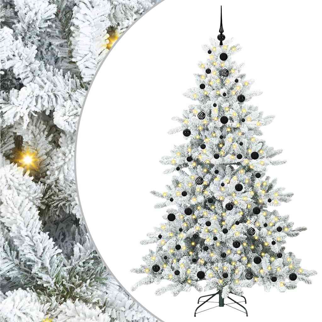 vidaXL Artificial Hinged Christmas Tree White 210 cm PVC and Steel - 52048