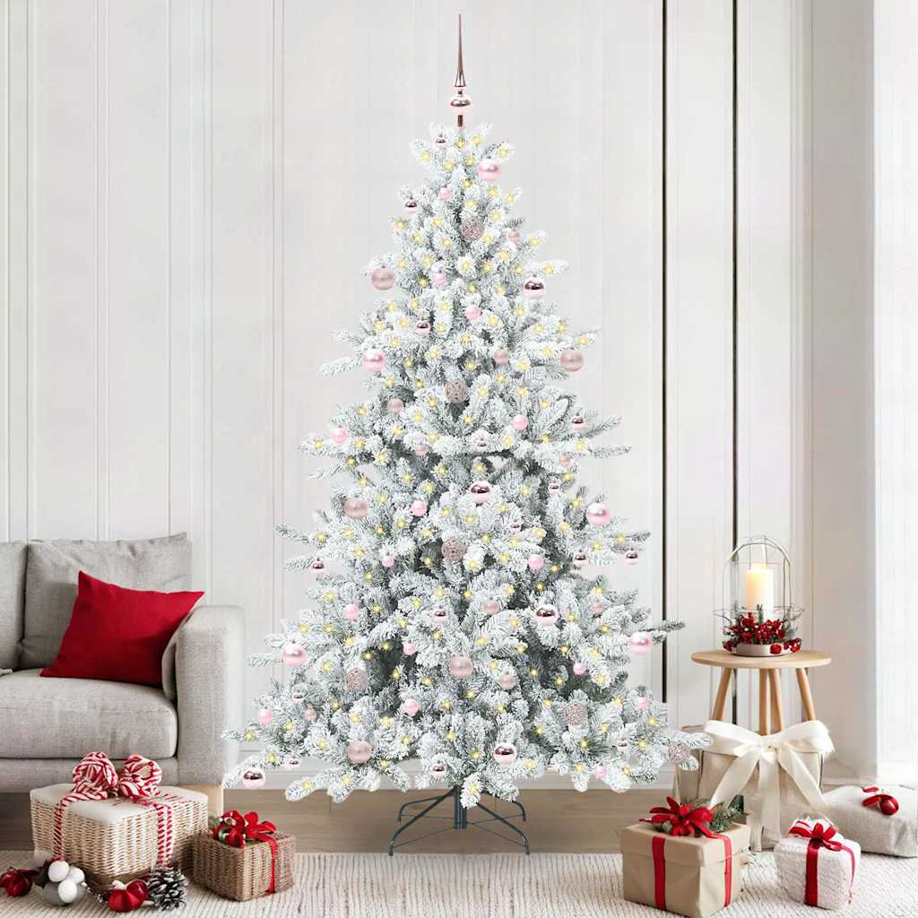 vidaXL Artificial Hinged Christmas Tree White 210 cm PVC and Steel - 52053