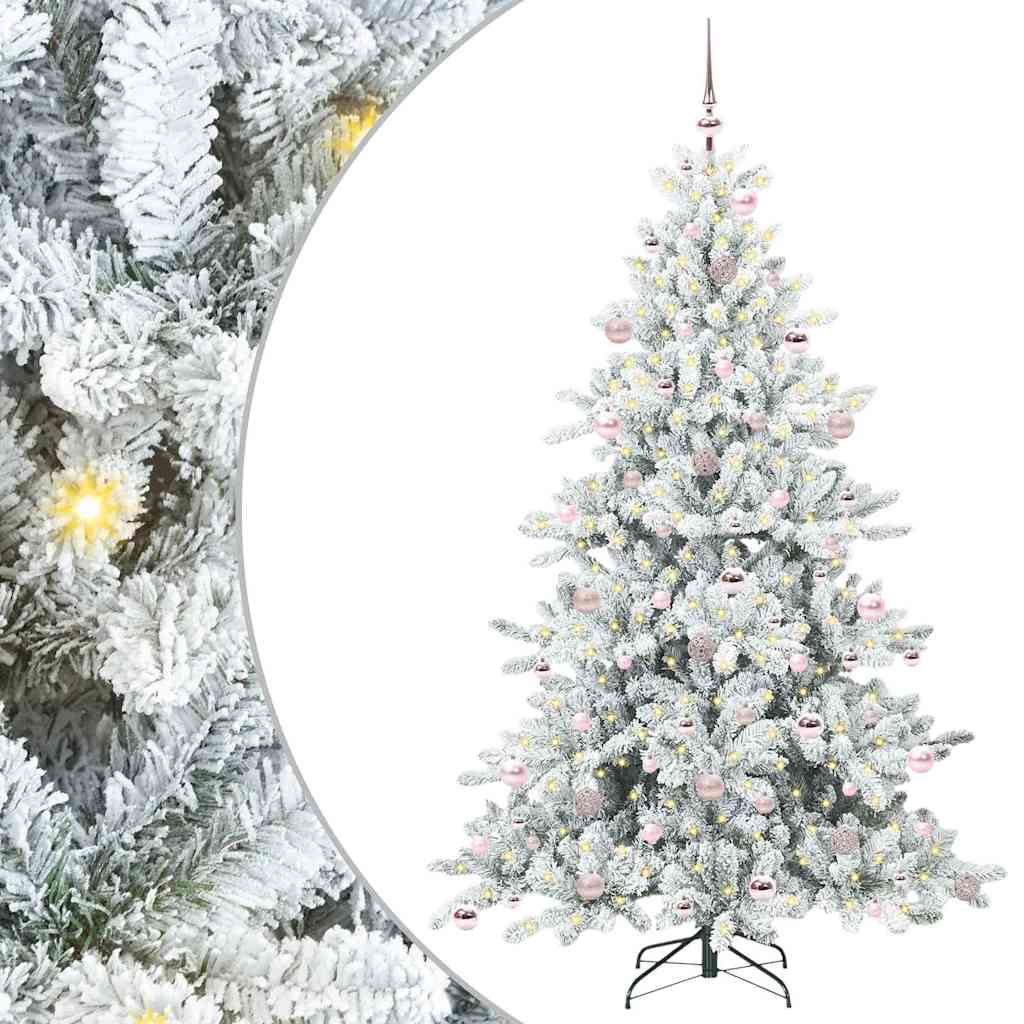 vidaXL Artificial Hinged Christmas Tree White 210 cm PVC and Steel - 52053