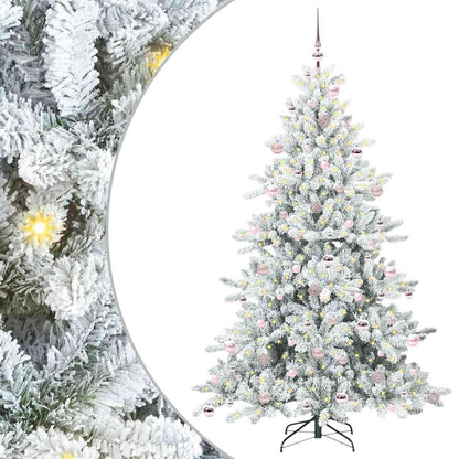 vidaXL Artificial Hinged Christmas Tree White 210 cm PVC and Steel - 52053