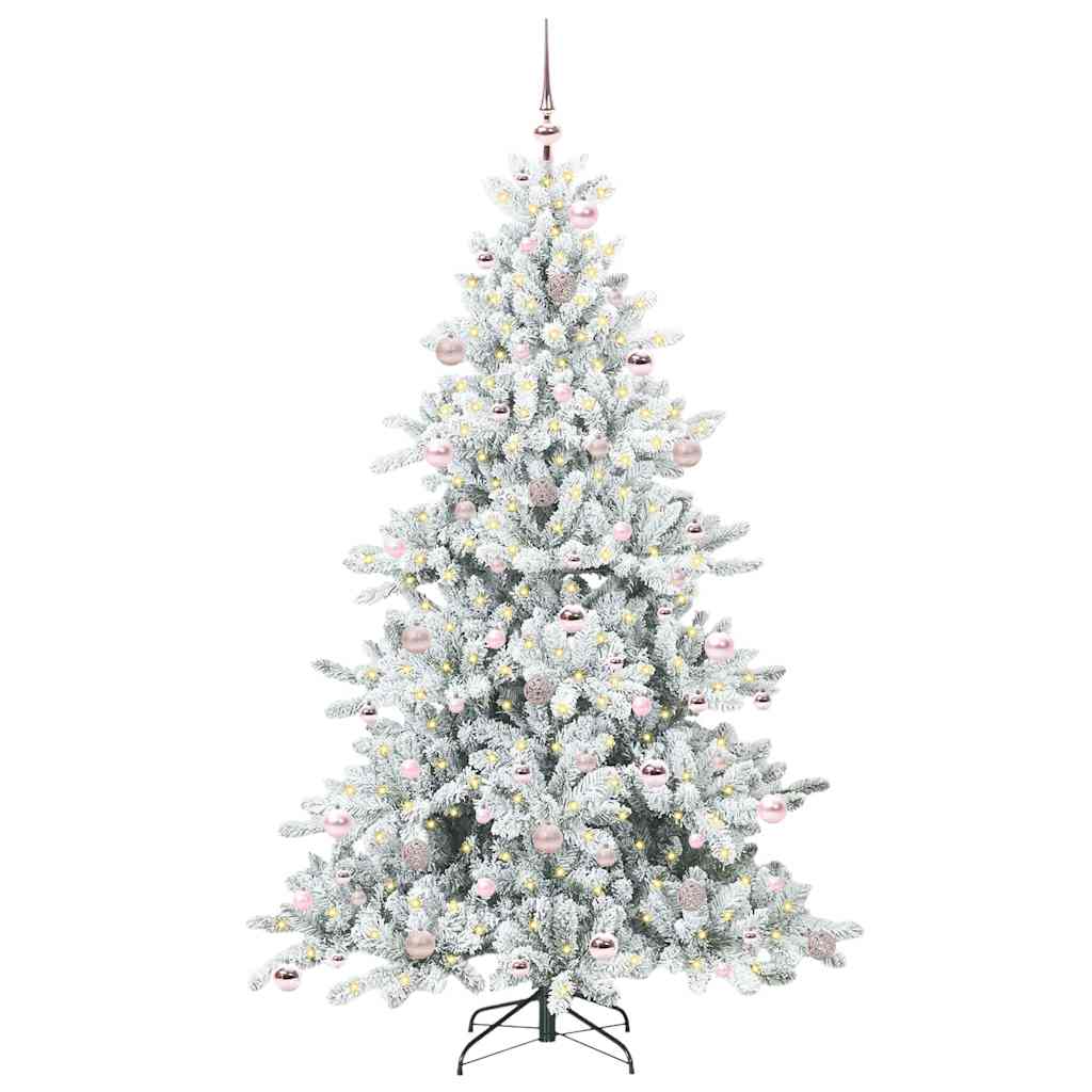 vidaXL Artificial Hinged Christmas Tree White 210 cm PVC and Steel - 52053