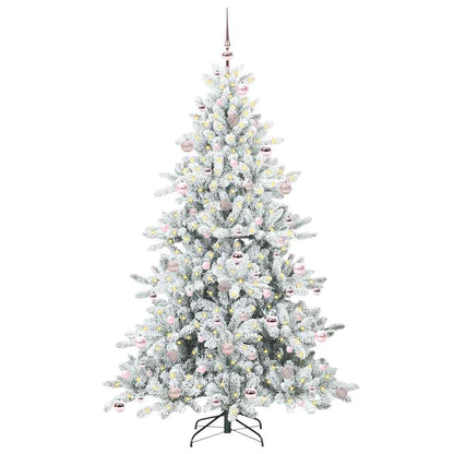 vidaXL Artificial Hinged Christmas Tree White 210 cm PVC and Steel - 52053
