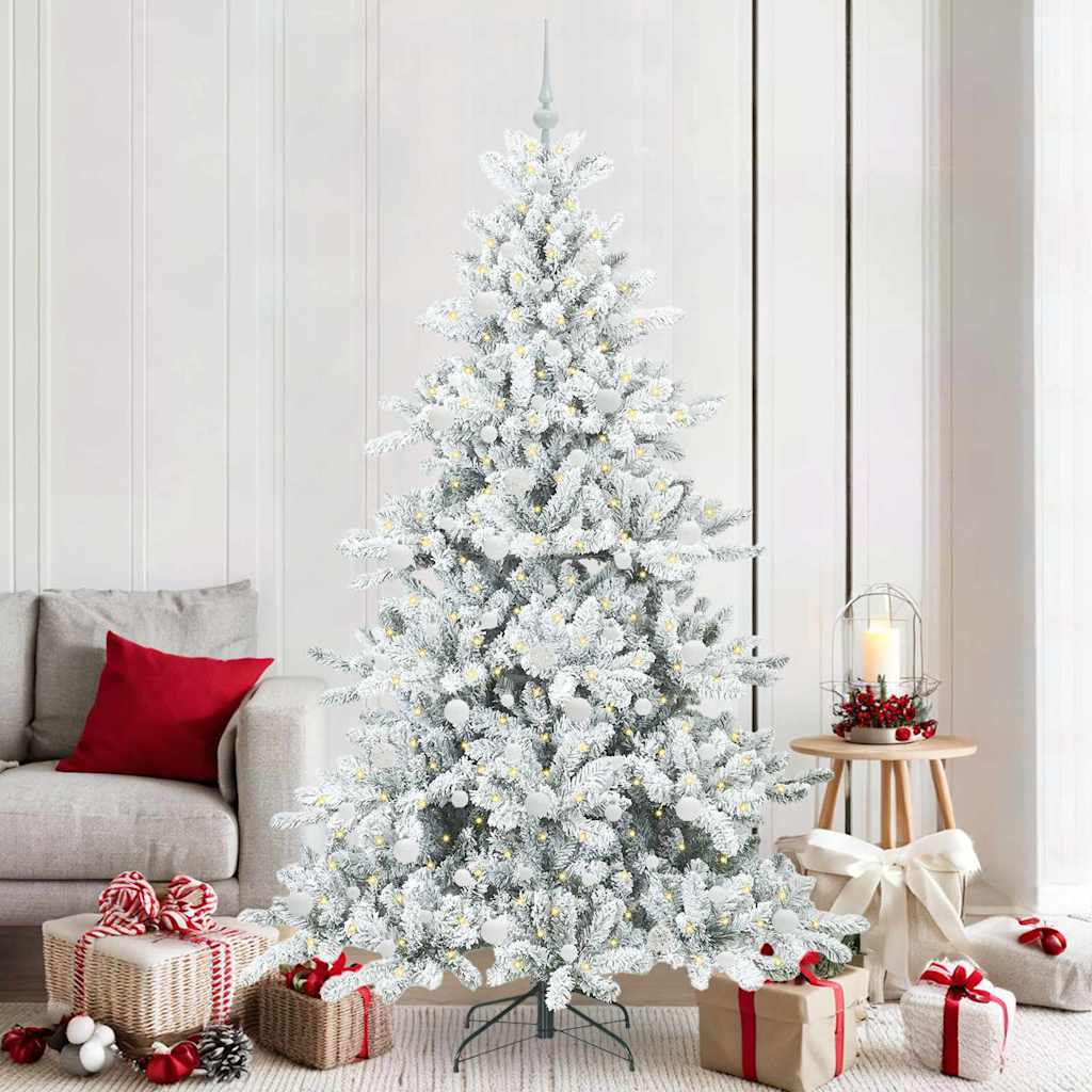 vidaXL Artificial Hinged Christmas Tree White 210 cm PVC and Steel - 52057