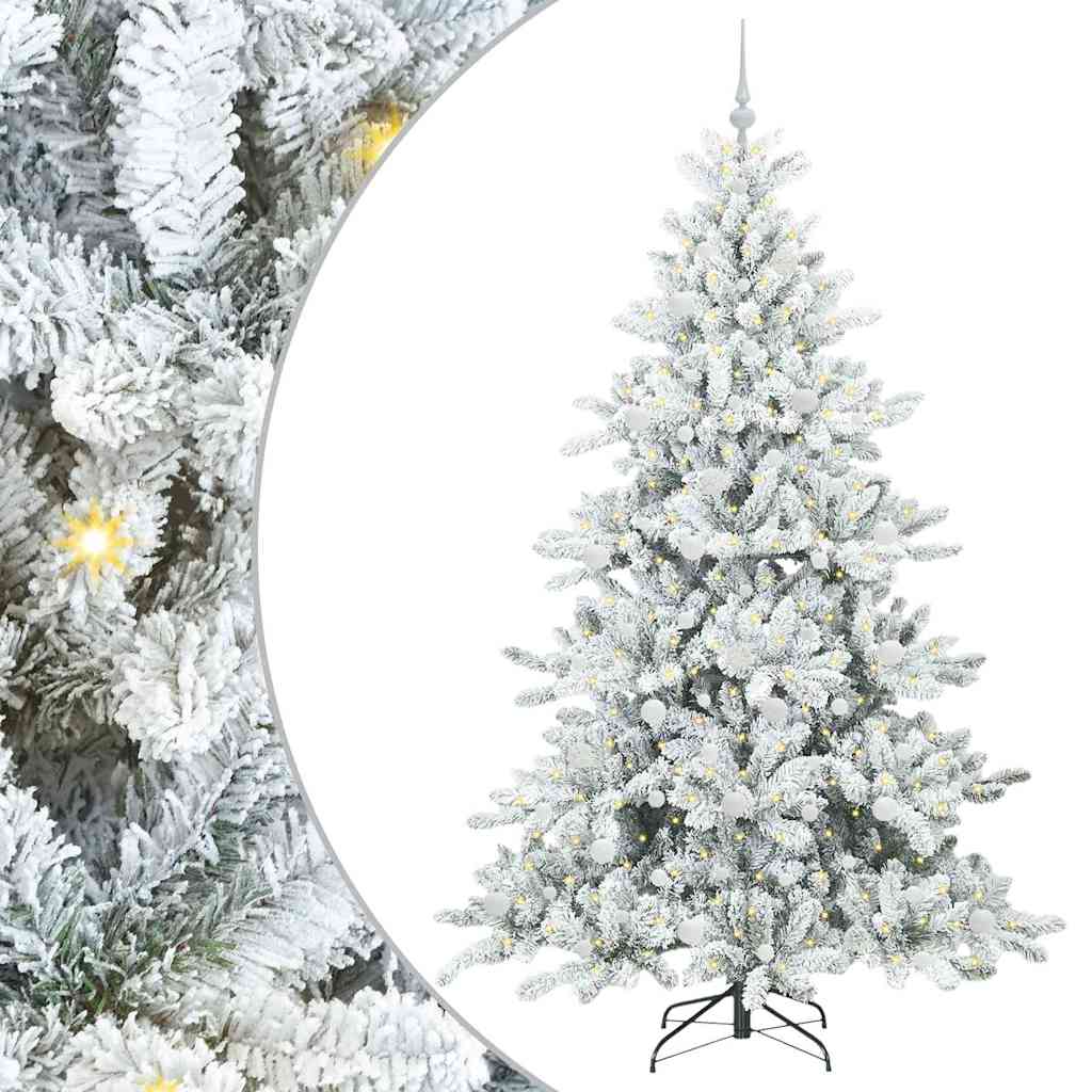vidaXL Artificial Hinged Christmas Tree White 210 cm PVC and Steel - 52057