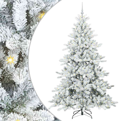 vidaXL Artificial Hinged Christmas Tree White 210 cm PVC and Steel - 52057