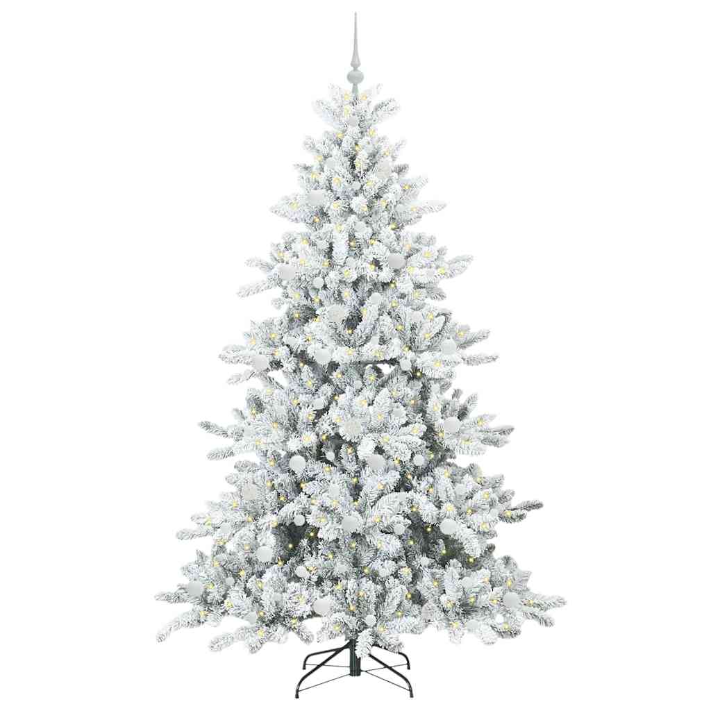 vidaXL Artificial Hinged Christmas Tree White 210 cm PVC and Steel - 52057