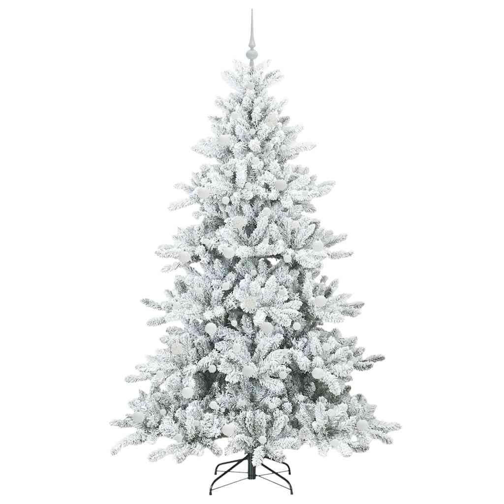 vidaXL Artificial Hinged Christmas Tree White 210 cm PVC and Steel - 52057