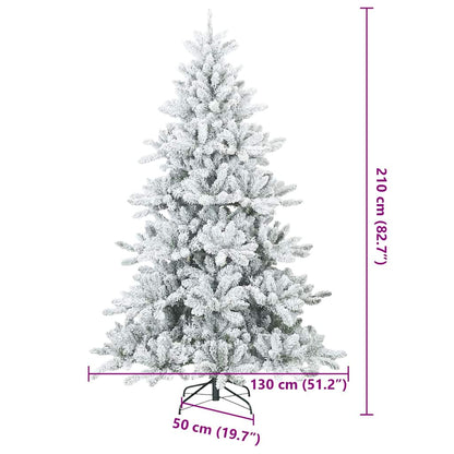vidaXL Artificial Hinged Christmas Tree White 210 cm PVC and Steel - 52057