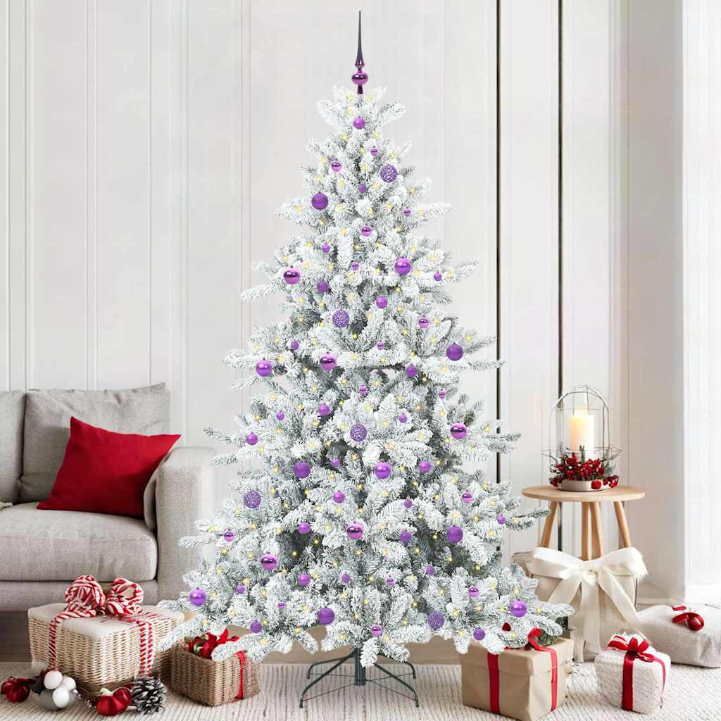 vidaXL Artificial Hinged Christmas Tree White 210 cm PVC and Steel - 52060