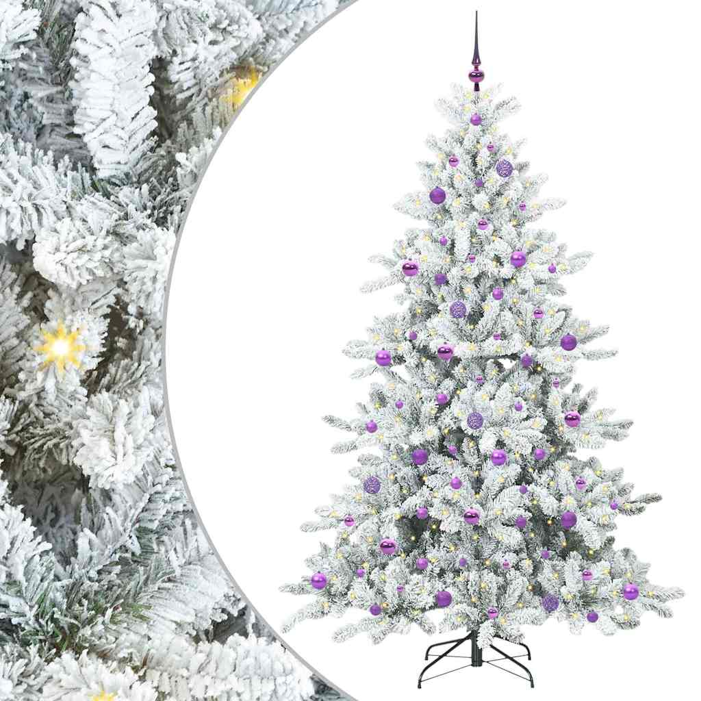 vidaXL Artificial Hinged Christmas Tree White 210 cm PVC and Steel - 52060