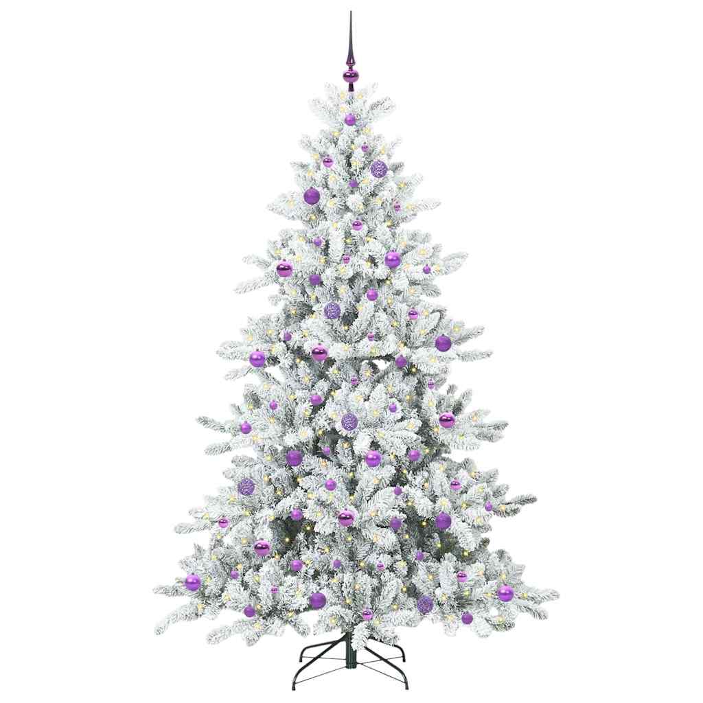 vidaXL Artificial Hinged Christmas Tree White 210 cm PVC and Steel - 52060