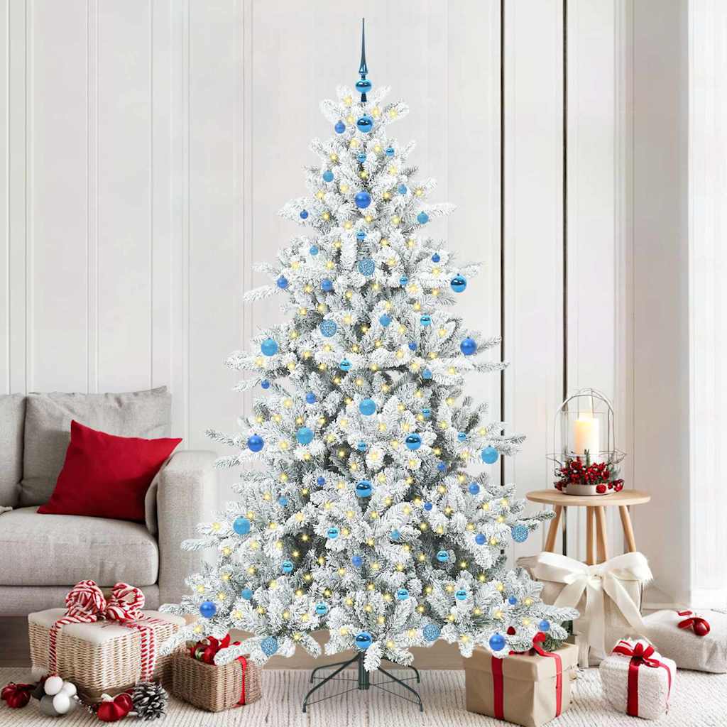 vidaXL Artificial Hinged Christmas Tree White 210 cm PVC and Steel - 52073
