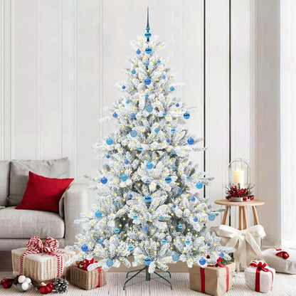 vidaXL Artificial Hinged Christmas Tree White 210 cm PVC and Steel - 52073