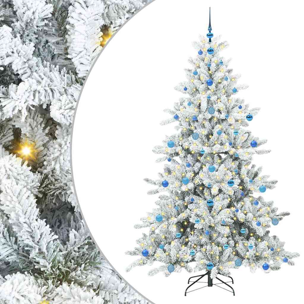 vidaXL Artificial Hinged Christmas Tree White 210 cm PVC and Steel - 52073