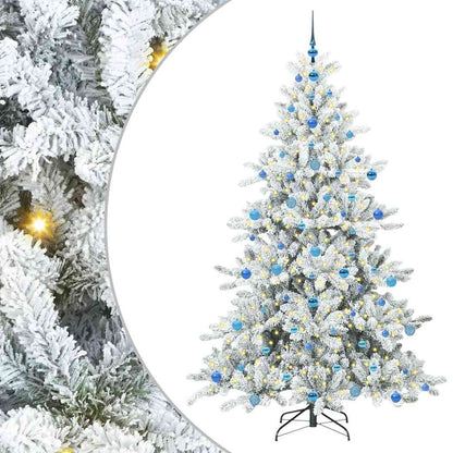 vidaXL Artificial Hinged Christmas Tree White 210 cm PVC and Steel - 52073