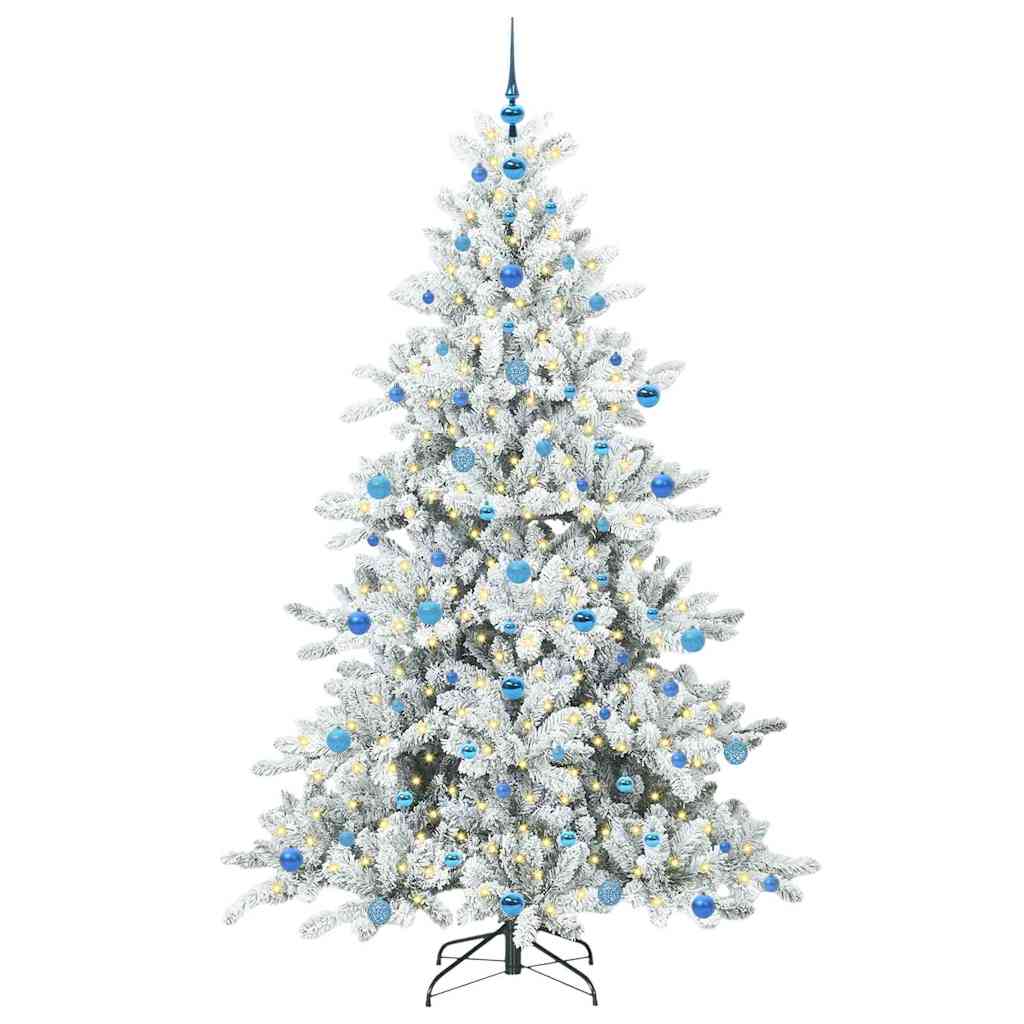 vidaXL Artificial Hinged Christmas Tree White 210 cm PVC and Steel - 52073