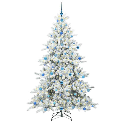 vidaXL Artificial Hinged Christmas Tree White 210 cm PVC and Steel - 52073