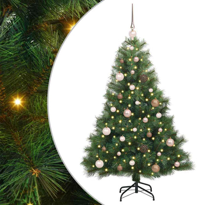 vidaXL Artificial Christmas Tree with 150 LEDs Green 150 cm PE and PVC - 52144