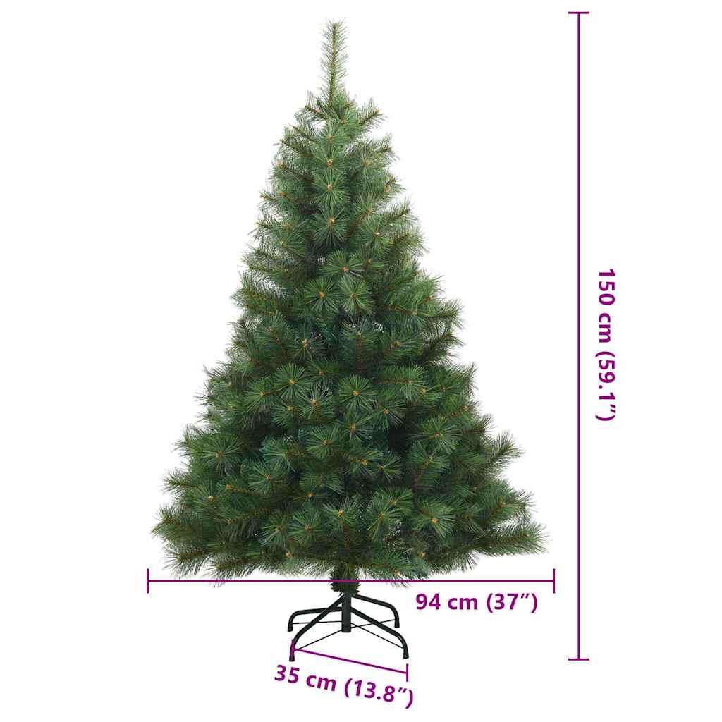 vidaXL Artificial Christmas Tree with 150 LEDs Green 150 cm PE and PVC - 52144